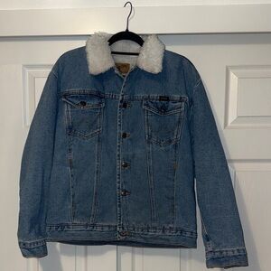 Wrangler Blue Denim Jacket with Sherpa Collar